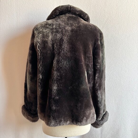 1950s Gray Mouton Sheepskin Fur Jacket Coat - Picture 5 of 14